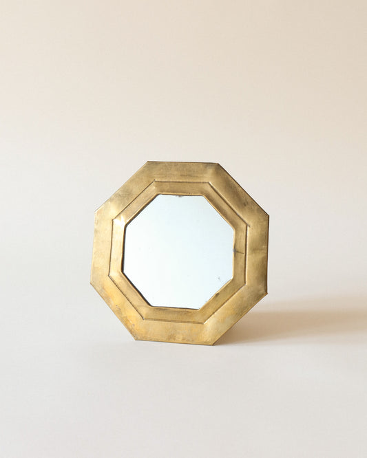 Hexagonal Brass Frame Wall Mirror