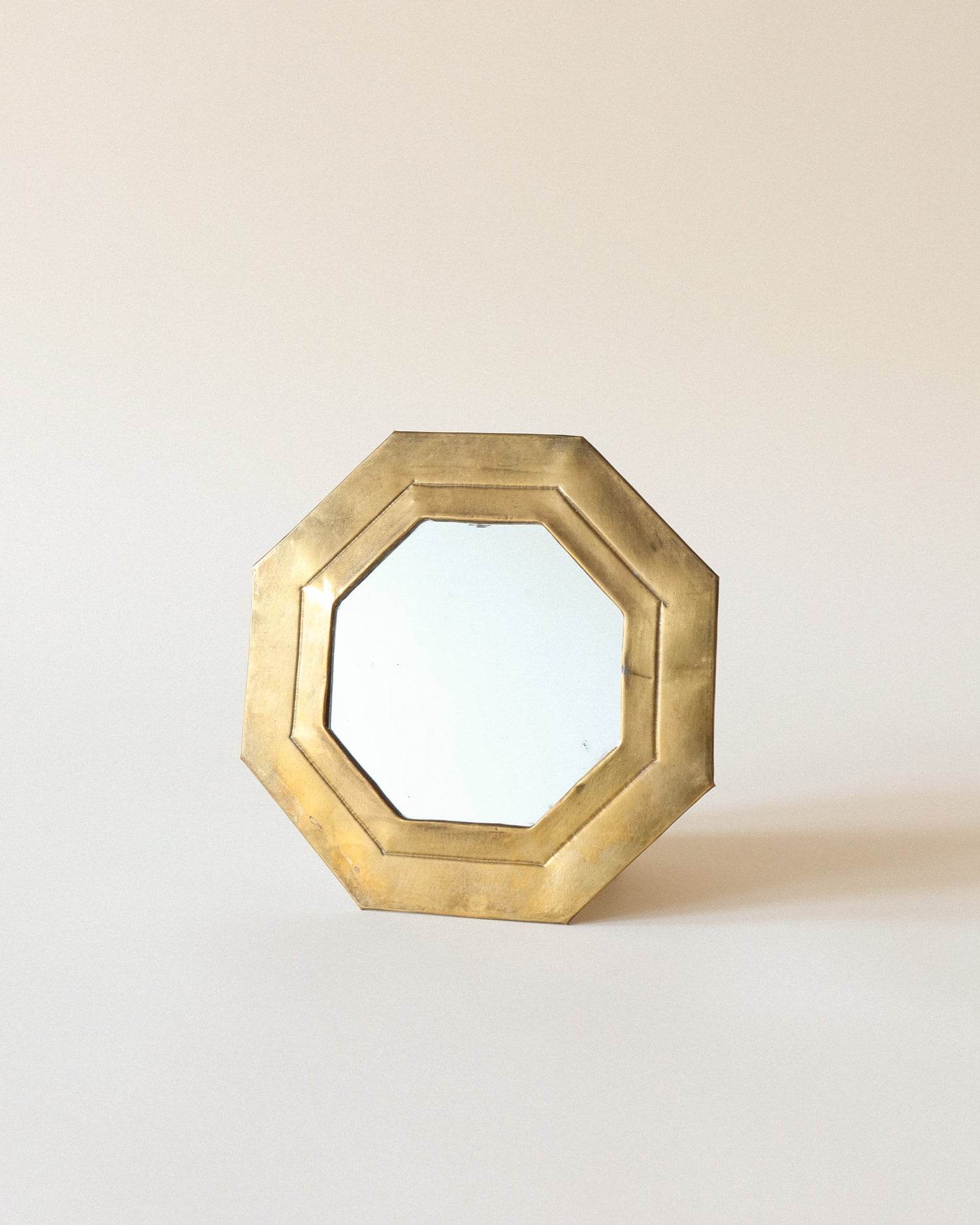 Hexagonal Brass Frame Wall Mirror