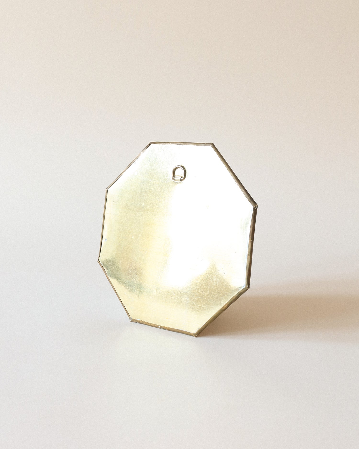 Hexagonal Brass Frame Wall Mirror
