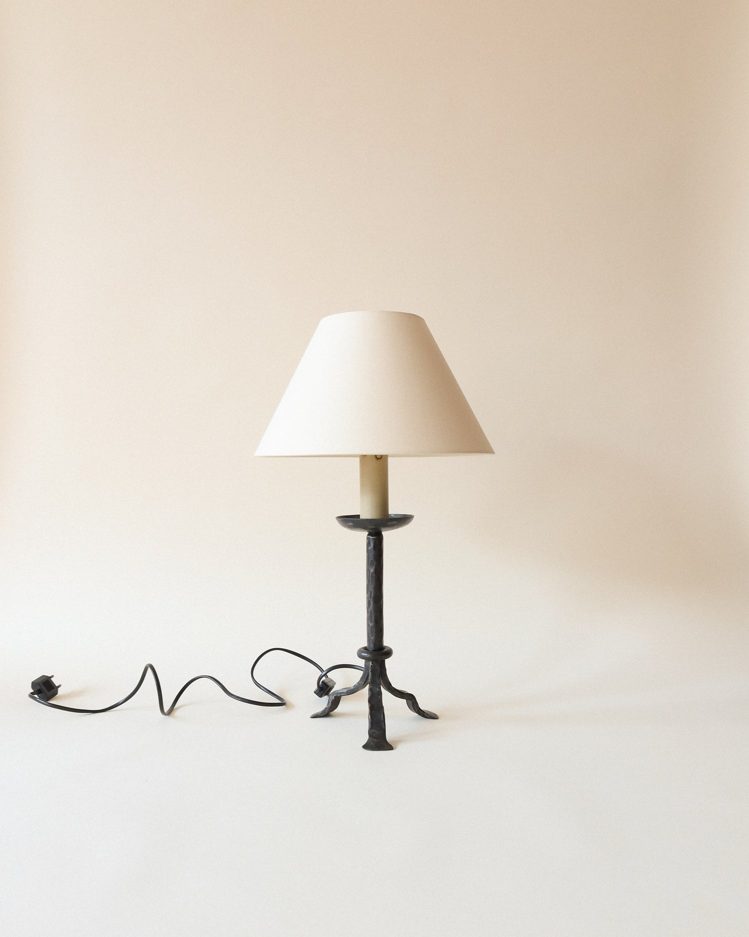 French Hammered Iron Table Lamp