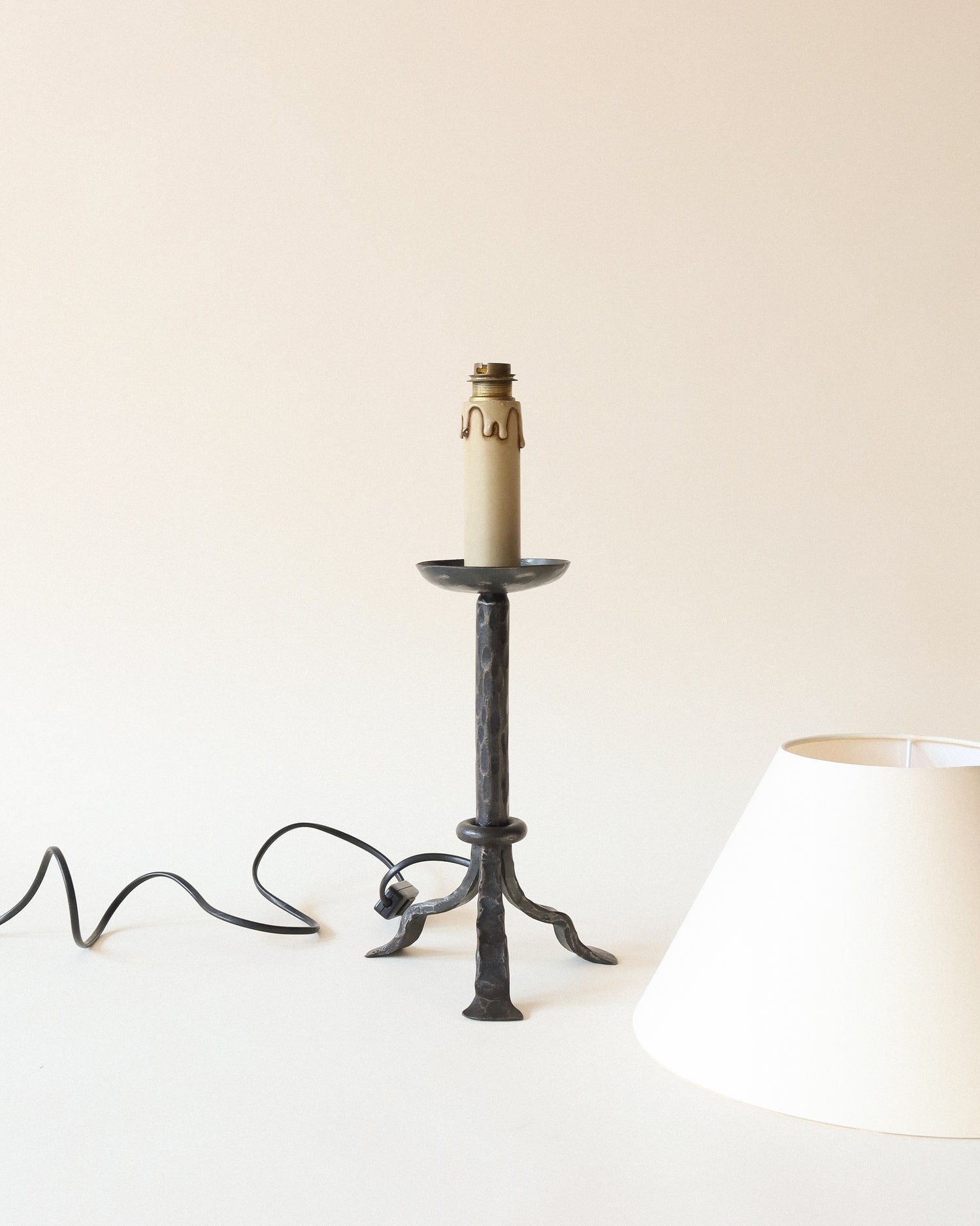French Hammered Iron Table Lamp